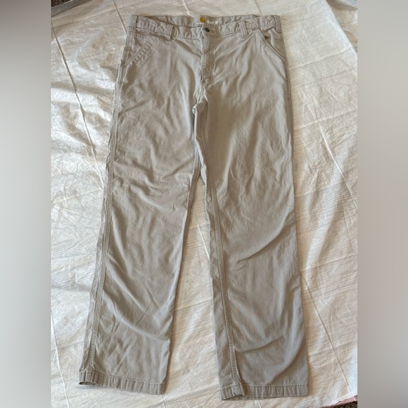 Carhartt Men’s Relaxed Fit Work Pants Size 40X34 Khaki Beige Carpenter - Picture 1 of 8